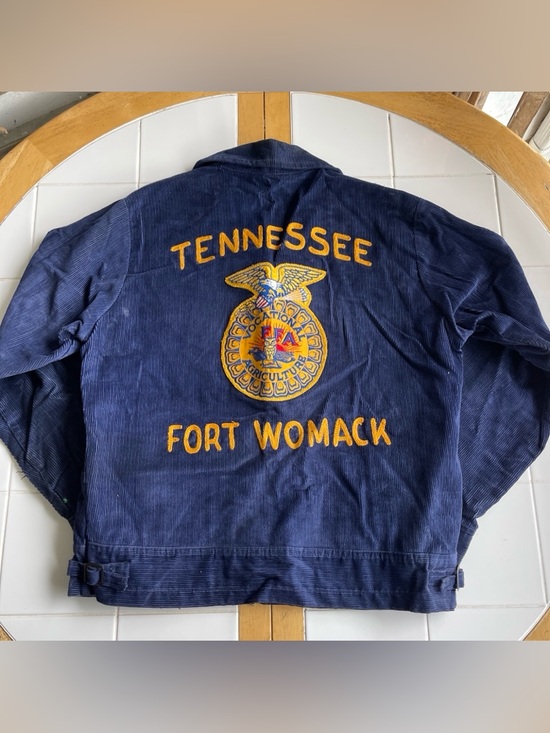 FFA Other - Vintage FFA Blue Corduroy Bomber Jacket 38/M Chainstitch Tennessee Fort Womack